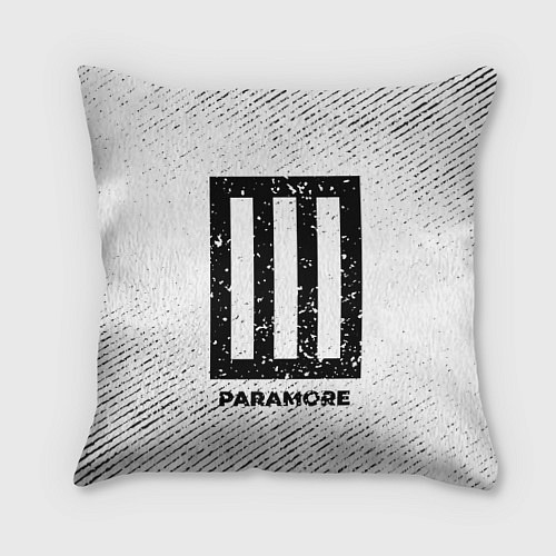 Подушка квадратная Paramore с потертостями на светлом фоне / 3D-принт – фото 1