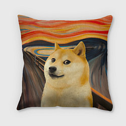 Подушка квадратная Собака Доге пародия на Крик, цвет: 3D-принт