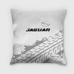 Подушка квадратная Jaguar speed на светлом фоне со следами шин: симво, цвет: 3D-принт