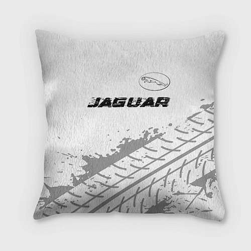 Подушка квадратная Jaguar speed на светлом фоне со следами шин: симво / 3D-принт – фото 1