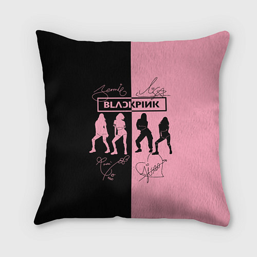 Подушка квадратная Blackpink силуэт девушек / 3D-принт – фото 1