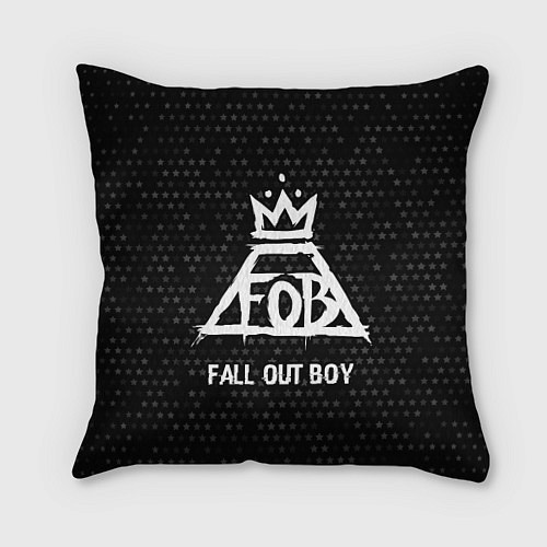 Подушка квадратная Fall Out Boy glitch на темном фоне / 3D-принт – фото 1