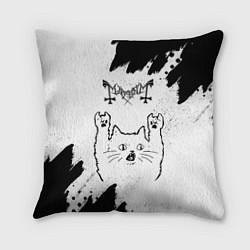 Подушка квадратная Mayhem рок кот на светлом фоне, цвет: 3D-принт