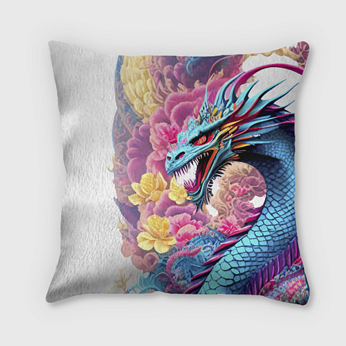 Подушка квадратная Свирепый дракон - татуировка - ирезуми - Япония / 3D-принт – фото 1