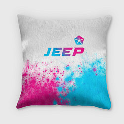 Подушка квадратная Jeep neon gradient style: символ сверху, цвет: 3D-принт