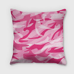 Подушка квадратная Камуфляж в розовом, цвет: 3D-принт