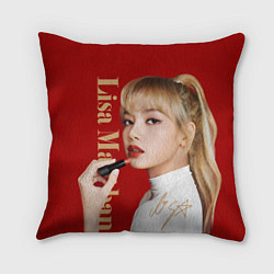 Подушка квадратная Blackpink Lisa paints lips, цвет: 3D-принт