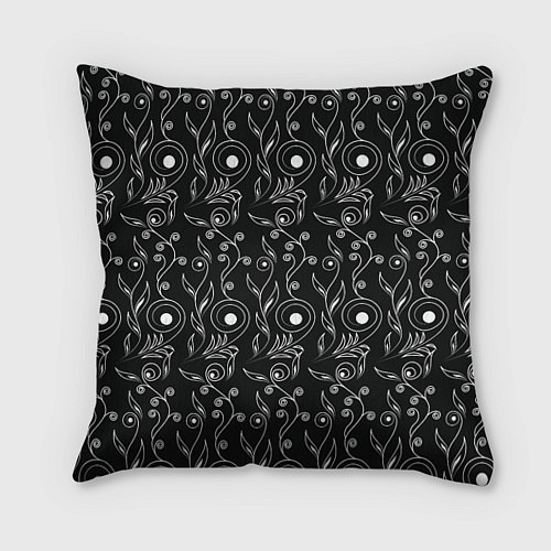 Подушка квадратная Black style pattern / 3D-принт – фото 1