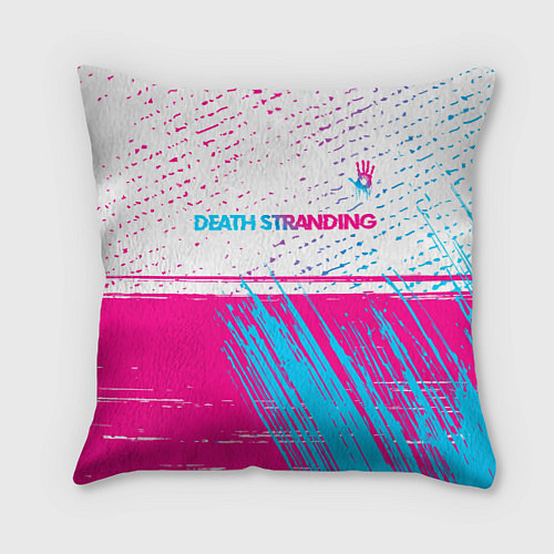 Подушка квадратная Death Stranding neon gradient style: символ сверху / 3D-принт – фото 1