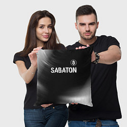 Подушка квадратная Sabaton glitch на темном фоне: символ сверху, цвет: 3D-принт — фото 2