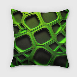 Подушка квадратная Объемные зеленые соты, цвет: 3D-принт