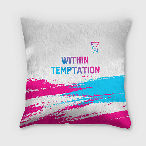 Подушка квадратная Within Temptation neon gradient style: символ свер / 3D-принт – фото 1