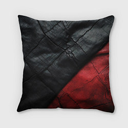 Подушка квадратная Черно - красная кожа, цвет: 3D-принт