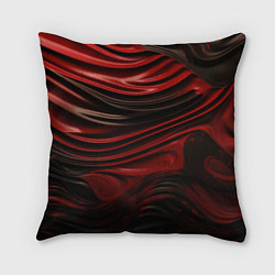 Подушка квадратная Кожаная красная и черная текстура, цвет: 3D-принт