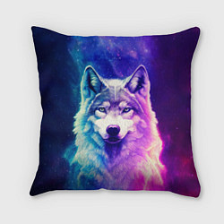 Подушка квадратная Волк космический