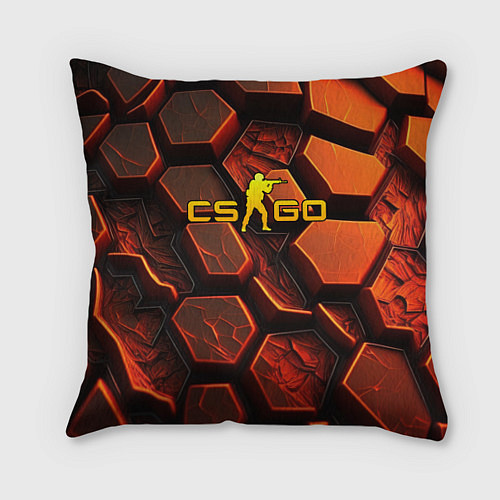 Подушка квадратная CS GO orange logo / 3D-принт – фото 1