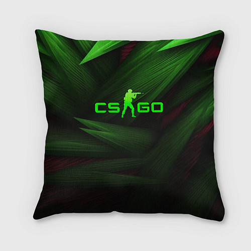 Подушка квадратная CS GO green logo / 3D-принт – фото 1