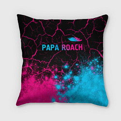 Подушка квадратная Papa Roach - neon gradient: символ сверху, цвет: 3D-принт