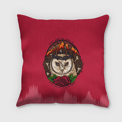 Подушка квадратная Bring Me The Horizon Owl / 3D-принт – фото 1