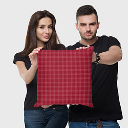 Подушка квадратная Клетка бордовый паттерн, цвет: 3D-принт — фото 2