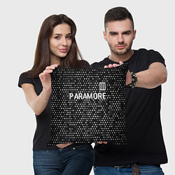 Подушка квадратная Paramore glitch на темном фоне: символ сверху, цвет: 3D-принт — фото 2