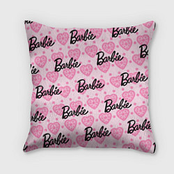 Подушка квадратная Логотип Барби и розовое кружево, цвет: 3D-принт