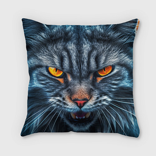 Подушка квадратная Angry cat / 3D-принт – фото 1