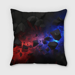 Подушка квадратная Синие и красные абстрактные элементы, цвет: 3D-принт