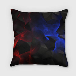 Подушка квадратная Синие черные красные плиты, цвет: 3D-принт