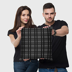 Подушка квадратная Черно-белый клетчатый геометрический узор, цвет: 3D-принт — фото 2