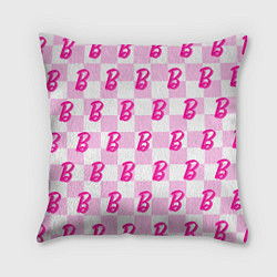 Подушка квадратная Розовая шашка и Барби, цвет: 3D-принт