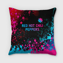Подушка квадратная Red Hot Chili Peppers - neon gradient: символ свер, цвет: 3D-принт
