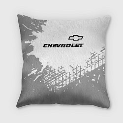 Подушка квадратная Chevrolet speed на светлом фоне со следами шин: си, цвет: 3D-принт