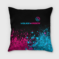 Подушка квадратная Volkswagen - neon gradient: символ сверху, цвет: 3D-принт