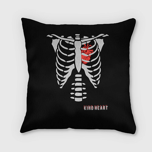 Подушка квадратная Скелет с добрым сердцем / 3D-принт – фото 1