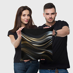 Подушка квадратная Чёрно-золотой градиент, цвет: 3D-принт — фото 2