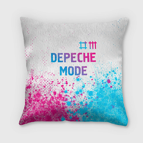 Подушка квадратная Depeche Mode neon gradient style: символ сверху / 3D-принт – фото 1