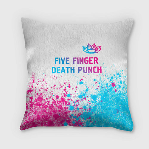 Подушка квадратная Five Finger Death Punch neon gradient style: симво / 3D-принт – фото 1