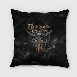 Подушка квадратная Baldurs Gate 3 dark logo, цвет: 3D-принт
