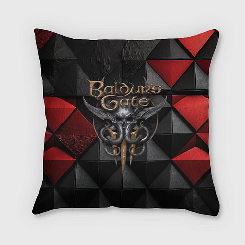 Подушка квадратная Baldurs Gate 3 logo red black / 3D-принт – фото 1