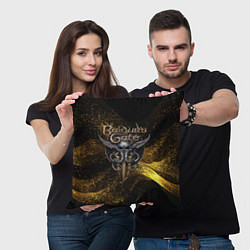 Подушка квадратная Baldurs Gate 3 logo gold black, цвет: 3D-принт — фото 2