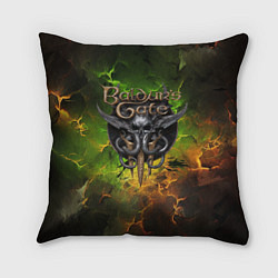 Подушка квадратная Baldurs Gate 3 logo dark green fire