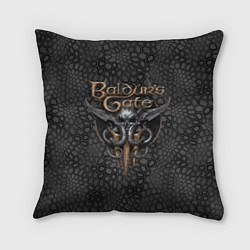 Подушка квадратная Baldurs Gate 3 logo dark black, цвет: 3D-принт