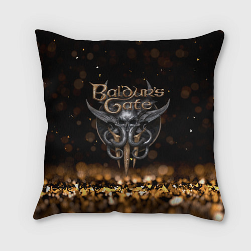 Подушка квадратная Baldurs Gate 3 logo dark gold logo / 3D-принт – фото 1