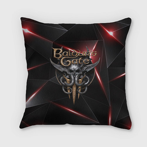 Подушка квадратная Baldurs Gate 3 logo black red / 3D-принт – фото 1