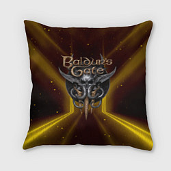Подушка квадратная Baldurs Gate 3 logo black gold, цвет: 3D-принт