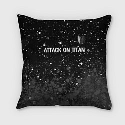 Подушка квадратная Attack on Titan glitch на темном фоне: символ свер, цвет: 3D-принт