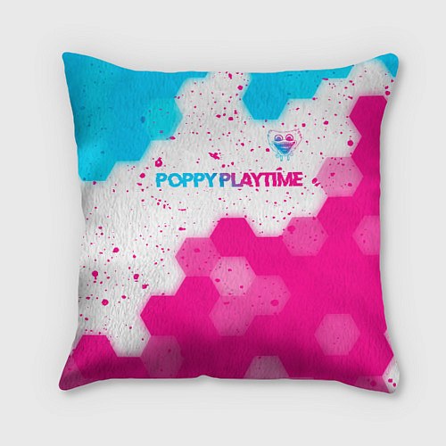 Подушка квадратная Poppy Playtime neon gradient style: символ сверху / 3D-принт – фото 1