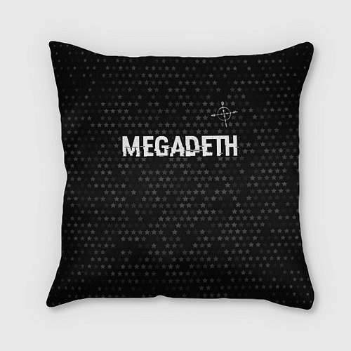 Подушка квадратная Megadeth glitch на темном фоне: символ сверху / 3D-принт – фото 1