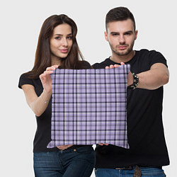 Подушка квадратная Фиолетовая клетка, цвет: 3D-принт — фото 2